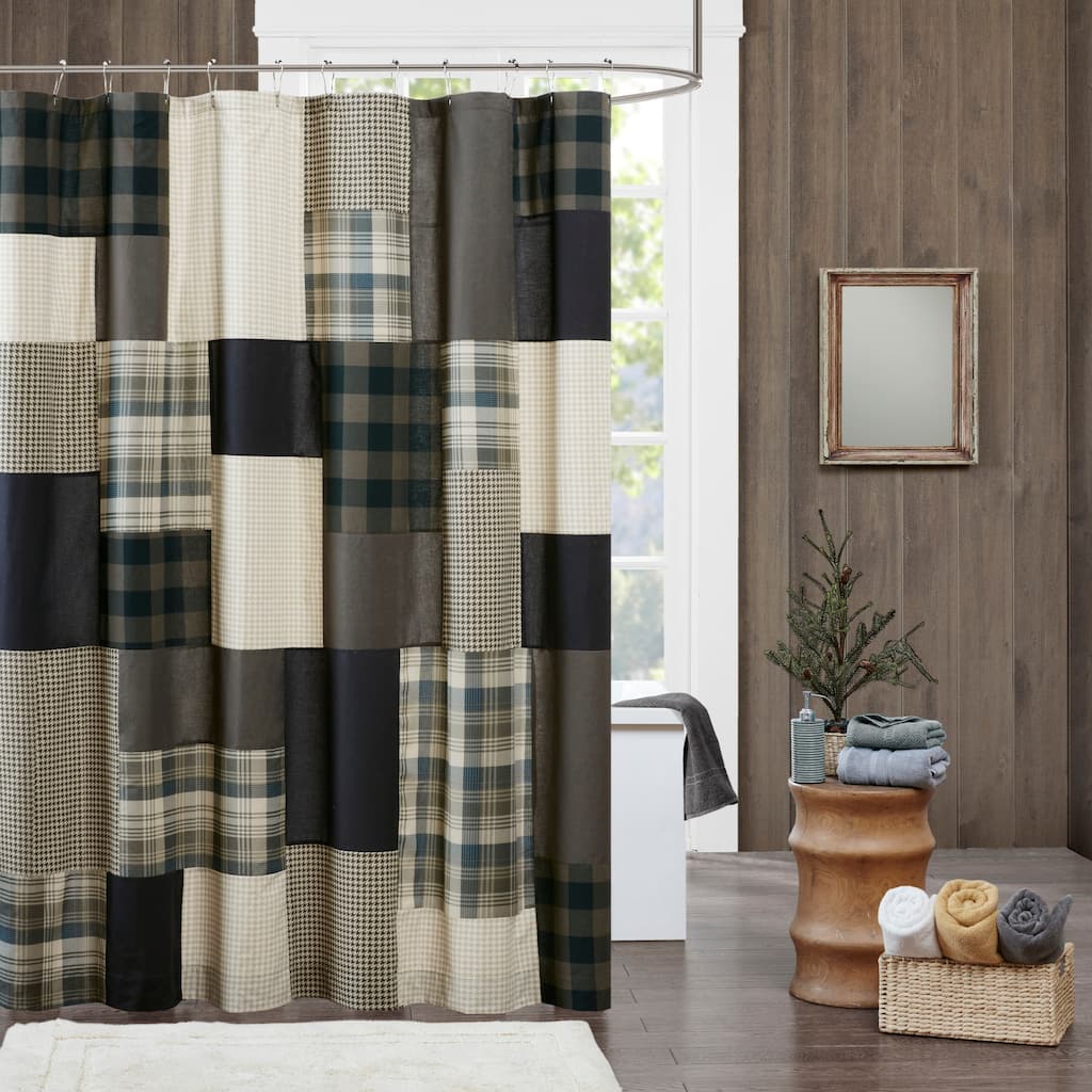 Woolrich Winter Hills Tan Cotton Shower Curtain