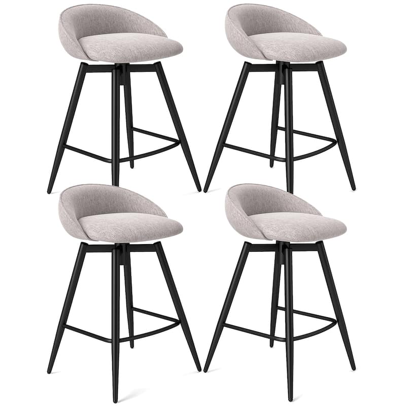 Gymax 25'' Upholstered Bar Stools Set of 4 w/ Footrest Backrest &