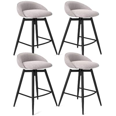 Gymax 25'' Upholstered Bar Stools Set of 4 w/ Footrest Backrest &
