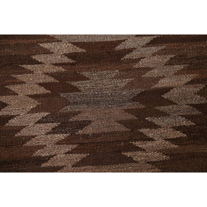 Natural Dye Tribal Geometric Kilim Oriental Wool Area Rug Flat-woven - 4'10" x 6'8"