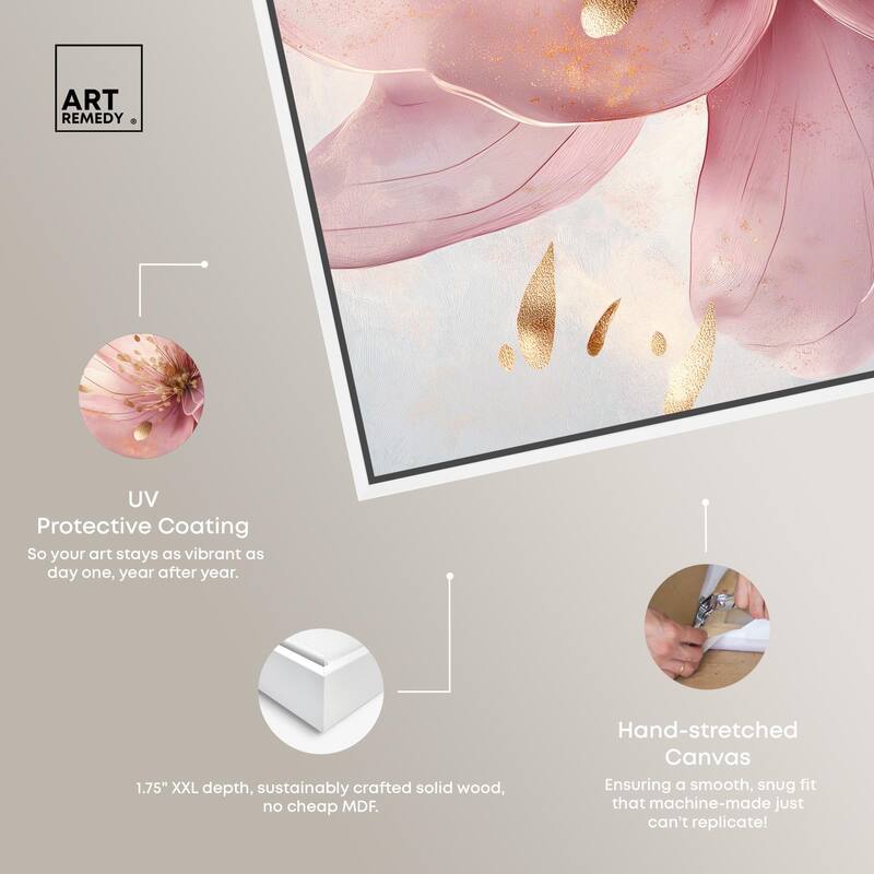 Pink and Gold Bloom Canvas by Art Remedy