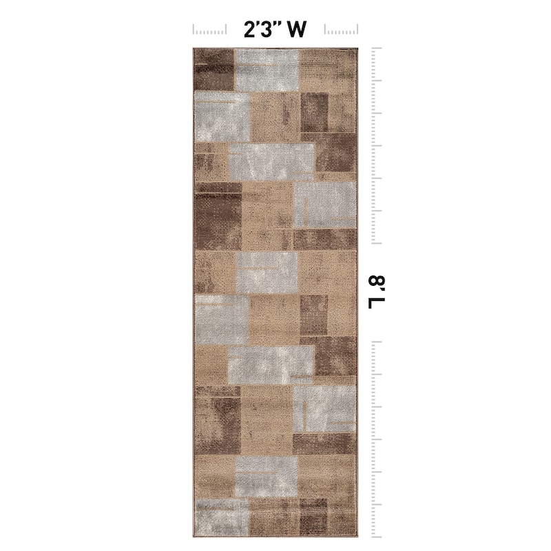 Modern Linear Area Rug for Living Room, Bedroom, or Entryway - Low Pile Indoor Rug