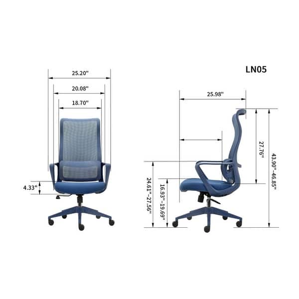 dimension image slide 0 of 3, Ergonomic Mesh High Back Office Chair with Lumbar Support, Fireproof