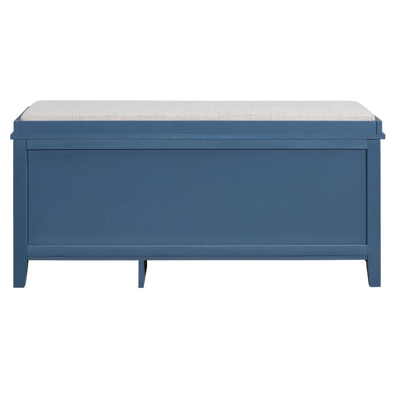 Wood Frame Bench with Shoe Storage, Shoe Bench with Rattan Arched Door and 2 Drawers Entryway Fabric Upholstered Bench