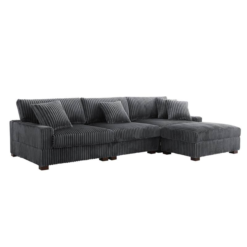 Modular Sectional Sofa Set with Adjustable Headrests and Ottomans