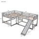 preview thumbnail 13 of 16, 4 Beds in 1 Full and Twin Size Bunk Bed, Pine Wood L-Shaped Kids Loft Bed Frame with Slide and Short Ladder, White