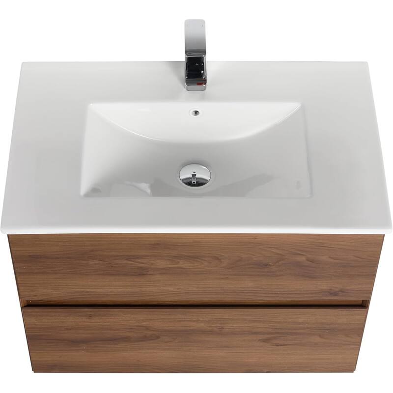 Blossom 30 Inch All Wood Wall Mounted Floating Bathroom Vanity with Sink