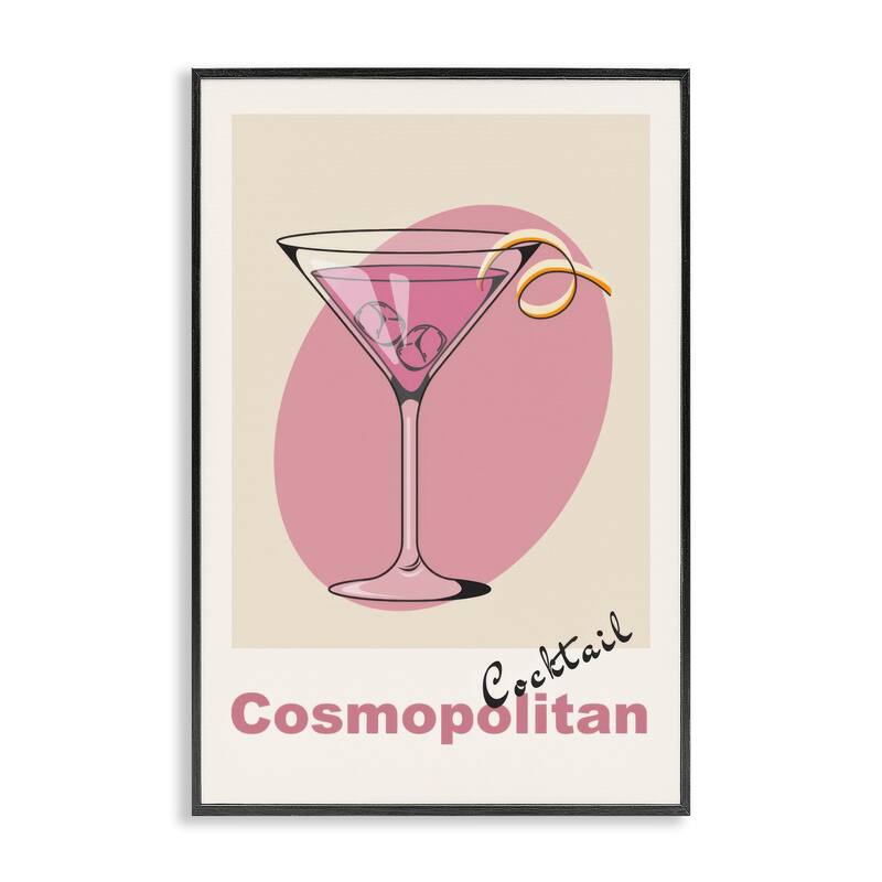 Stupell Vintage Cosmo Cocktail Framed Giclee Art Design By LSR Design Studio - 20 x 30 - Black