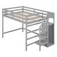 preview thumbnail 25 of 32, Full Size Loft Bed with Built-in Storage Wardrobe and Staircase,White/Gray
