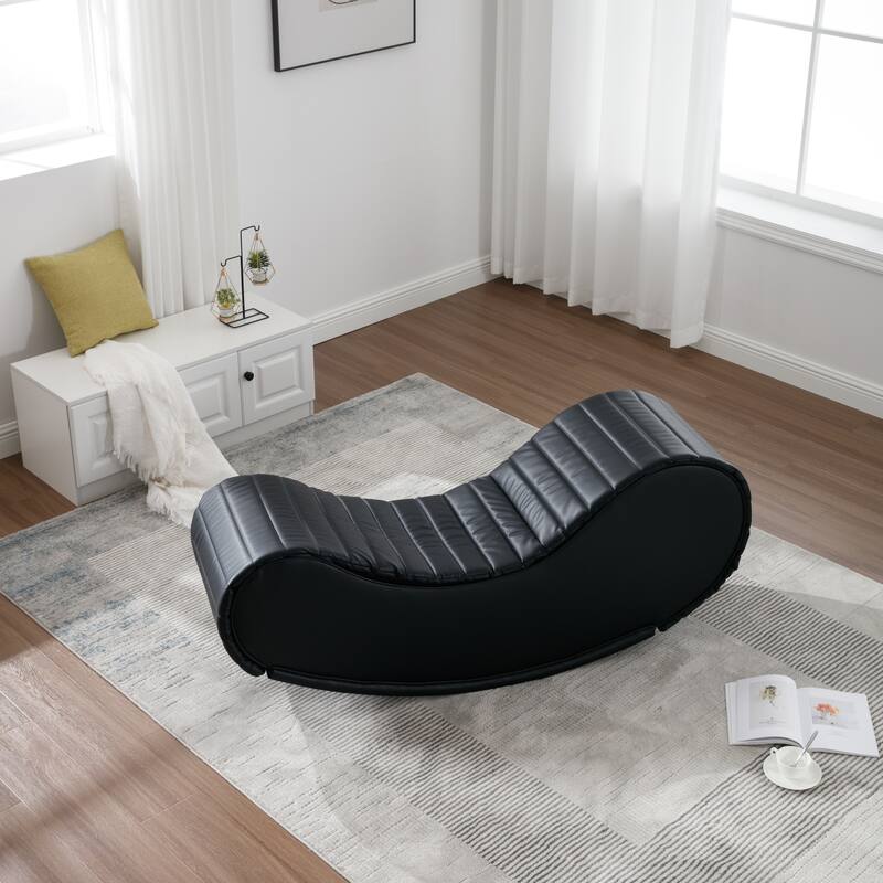 Rocking Bench Curved Recliner Sofa Yoga Chaise Lounges, Black - Bed ...