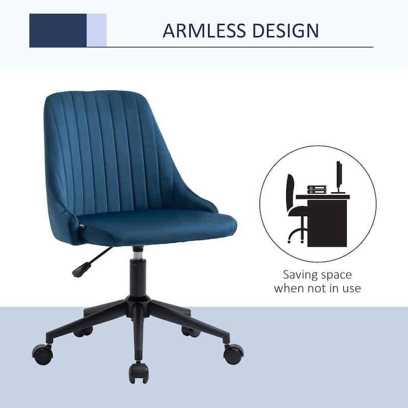 Vinsetto Mid-Back Office Chair, Velvet Fabric Swivel Scallop Shape Computer Desk Chair for Home Office or Bedroom