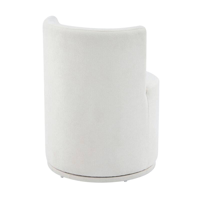 Roomfitters Modern Swivel Upholstered Side Chair for Vanity or Living Room, Beige Fabric
