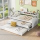 preview thumbnail 4 of 26, Twin XL Size Wood Daybed with 2 Trundles, 3 Storage Cubbies, 1 Light for Free and USB Charging Design Creative Triple Bunk