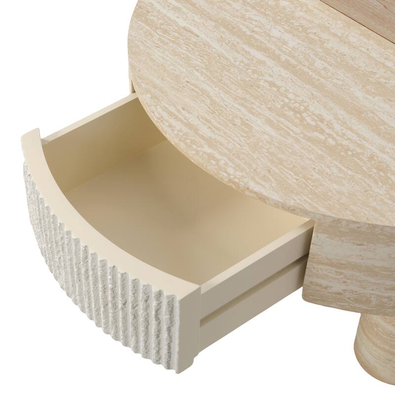 Round Coffee Table With Flip Top And Hidden Storage Compartment