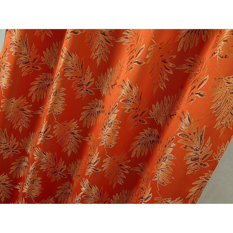 Gracewood Hollow Bao Textured Floral Jacquard Single Rod Pocket Curtain Panel w/ Attached 18-inch Valance - 54 x 84 in.