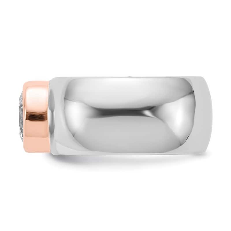 Curata Cheryl M 925 Sterling Silver Bezel Rose Gold Plated CZ Cubic Zirconia Simulated Diamond Ring