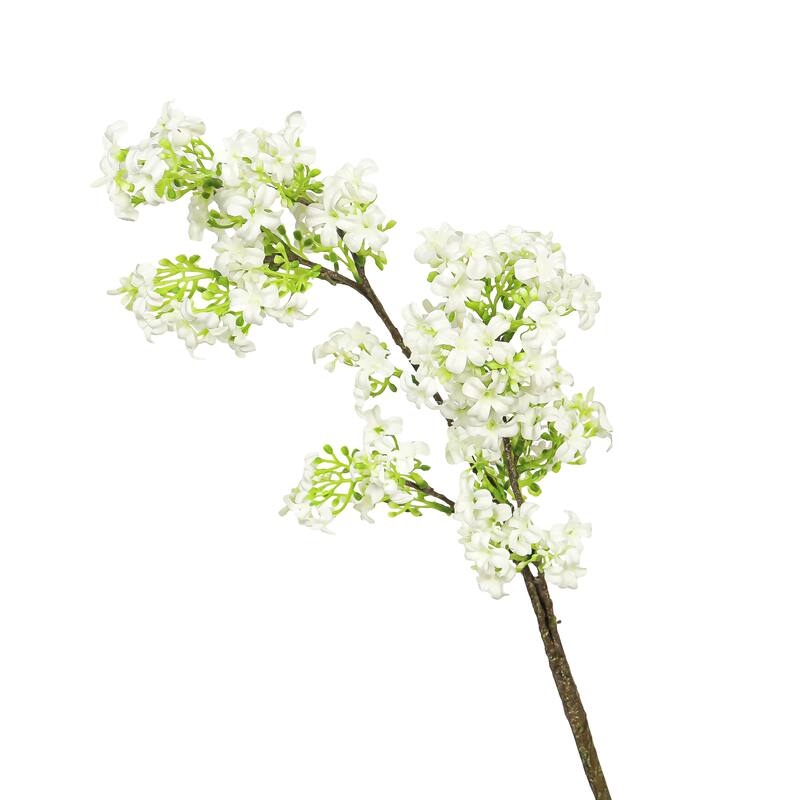 Set of 2 White Artificial Lilac Flower Stem Spray 27in - 27" L x 6" W x 4" DP