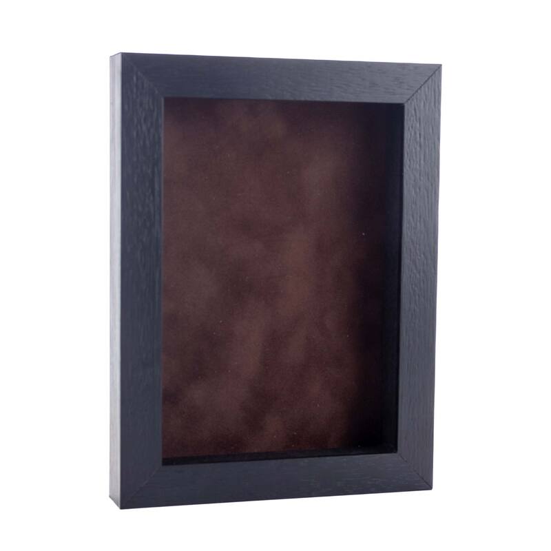 18x24 Shadow Box Frame Textured Black Wood Includes a Brown Real Suede Texture Acid-Free Backing Board - Holds 18x24 Photo