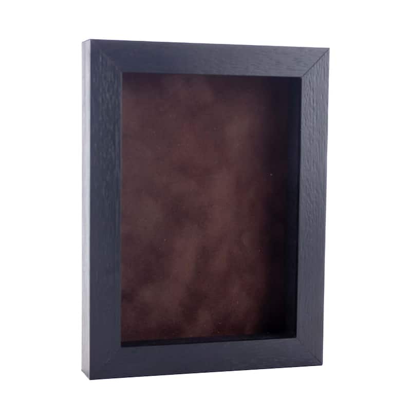 24x30 Shadow Box Frame Textured Black Wood Includes a Brown Real Suede Texture Acid-Free Backing Board - Holds 24x30 Photo