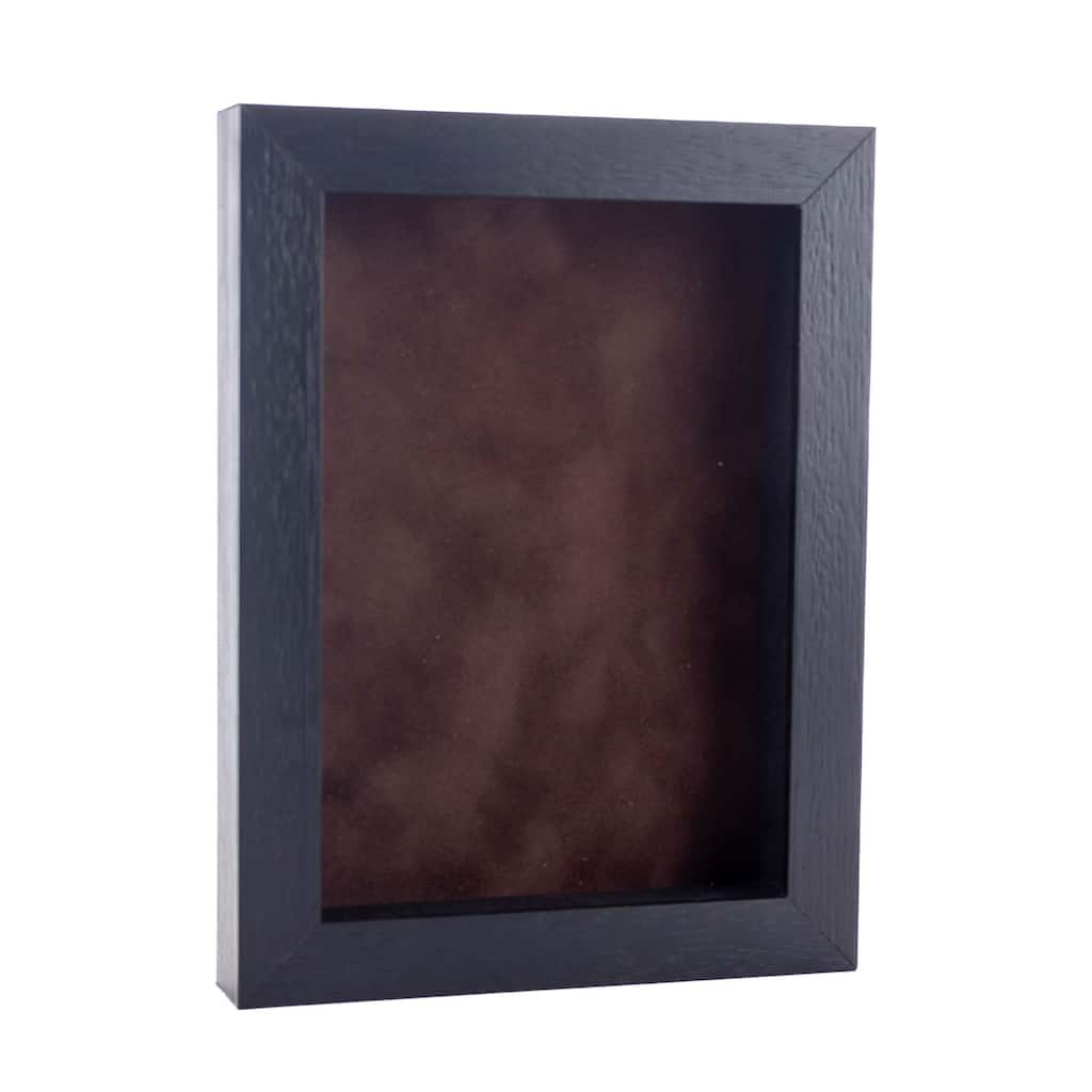 24x36 Shadow Box Frame Textured Black Wood Includes a Brown Real Suede Texture Acid-Free Backing Board