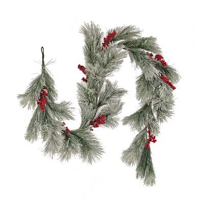 National Tree Company 8 ft. Snowy Pine Berry Plastic Garland - 8 ft