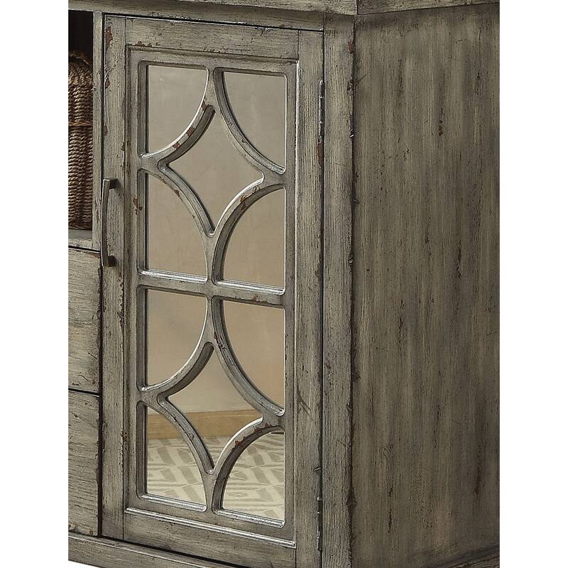 Velika Weathered Finish Console Table w/ 1 Open Compartment Storage