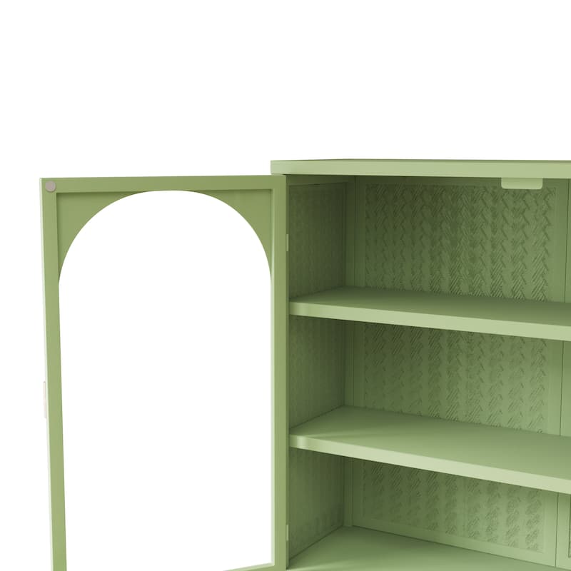Modern Two-door Wall Cabinet with Featuring Three-tier Storage