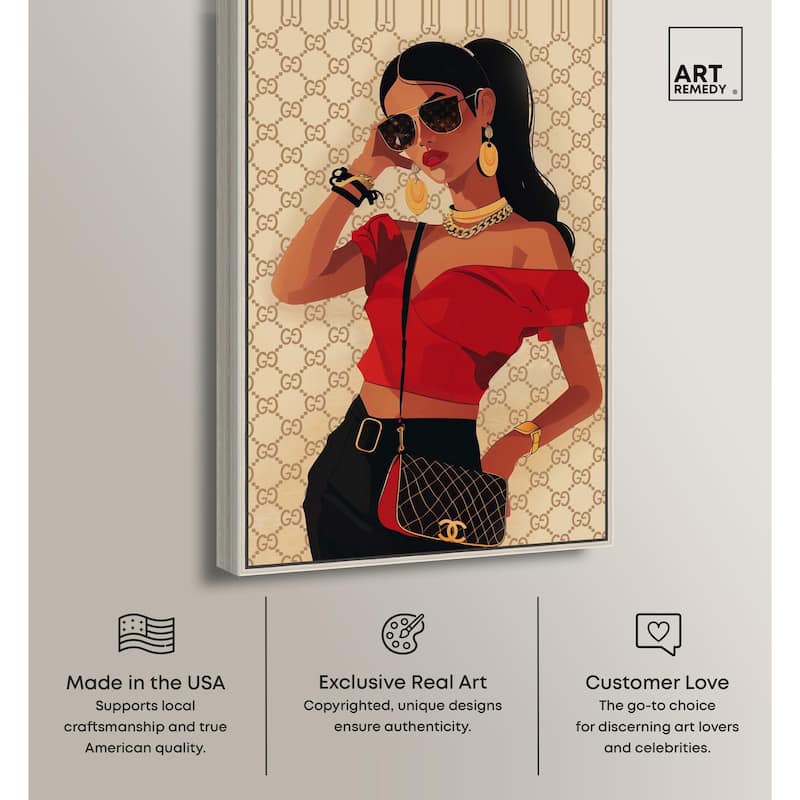 Her Stylish Red Look Canvas by Art Remedy