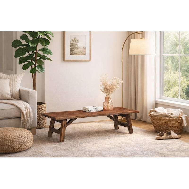 Rasmus Indoor Coffee Plant Stand Table - Chestnut Wire-Brush - Wood