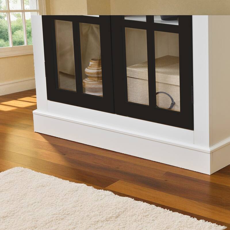 71.2" Farmhouse Pantry Cabinet with Glass Doors, Adjustable Shelves, and Lattice Window Display