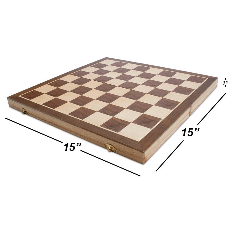 GSE™ 15" x 15" Wooden Chess Game Set - Folding Chess Board Set with Chess Pieces & Storage Box