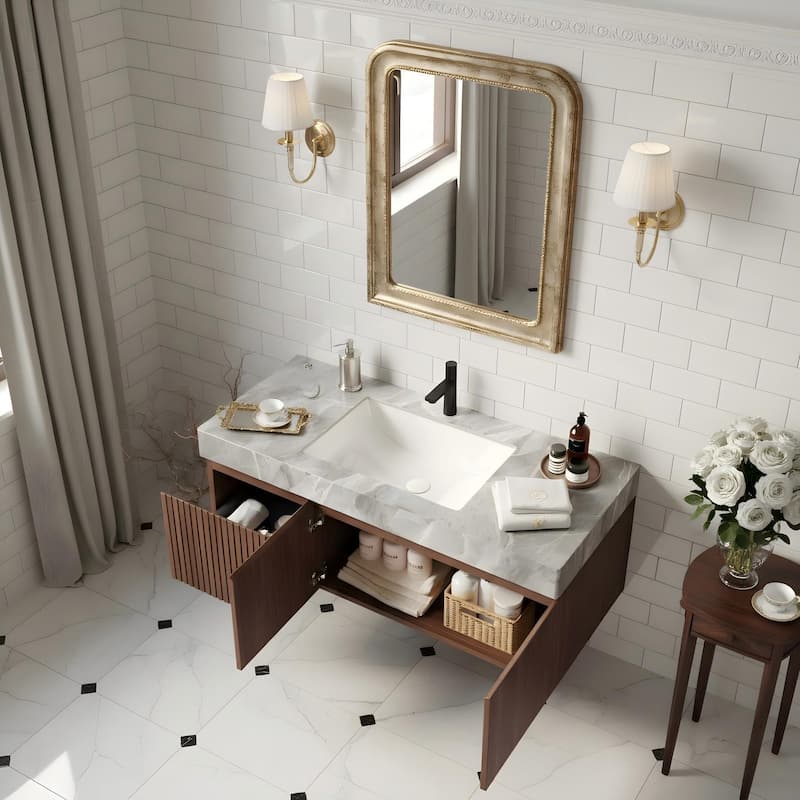 48" Bathroom Vanity with Sintered Stone countertop and Sink