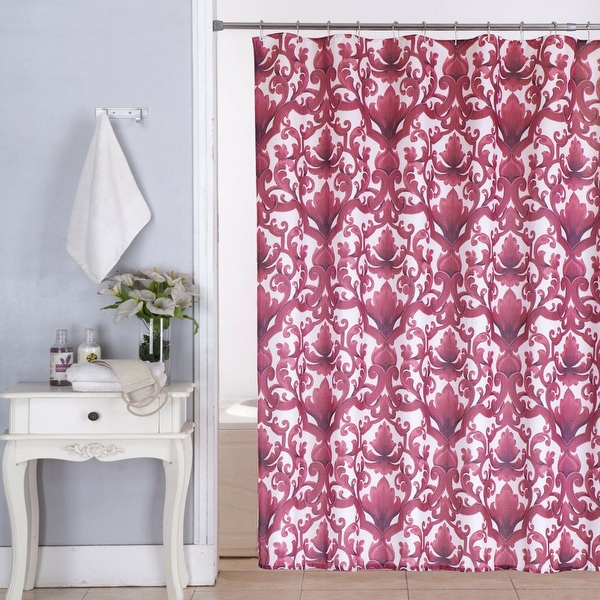 Ariel Floral Fabric Shower Curtain Burgundy 70