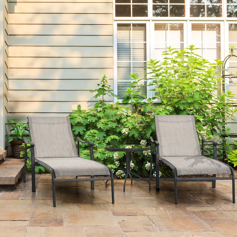 3-piece Outdoor Patio Chaise Lounge Chair with End table
