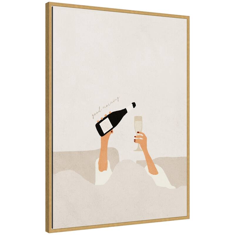 Kate and Laurel Sylvie Good Morning Art Print Framed Canvas by July Art Prints - 28x38 - Yellow