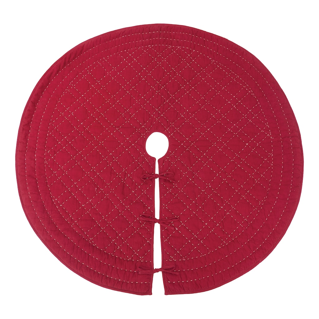Elliot Ruby Quilted 100% Cotton Christmas Tree Skirt 54"