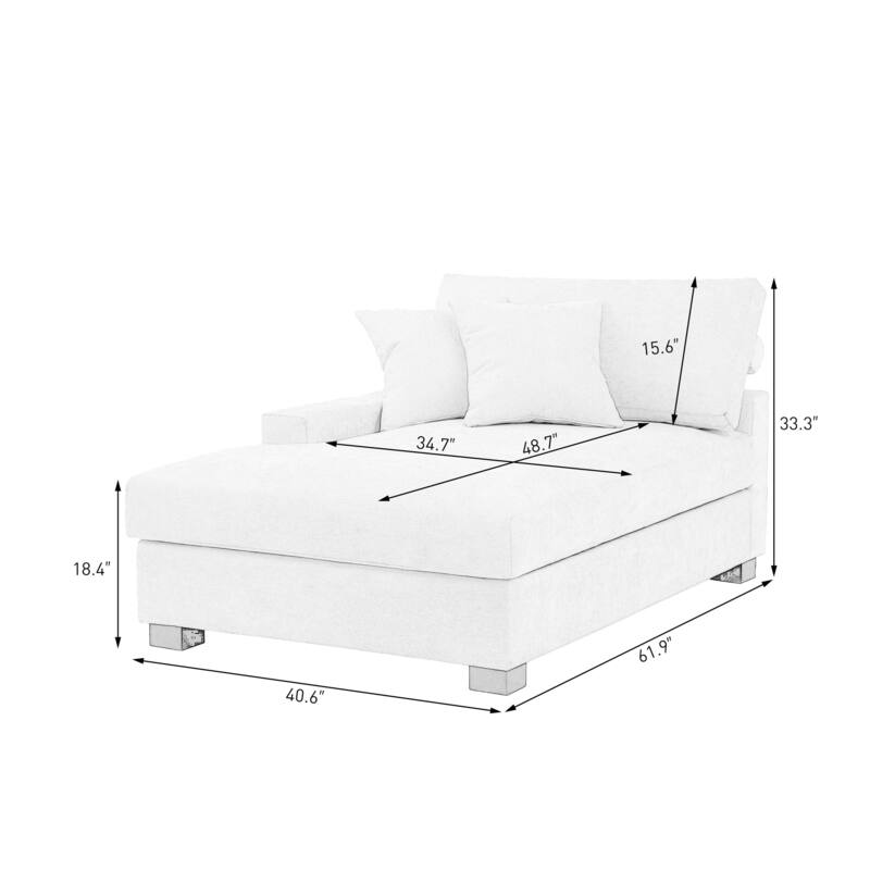 Oversized Chenille Modular Chaise Lounge With Deep Seat