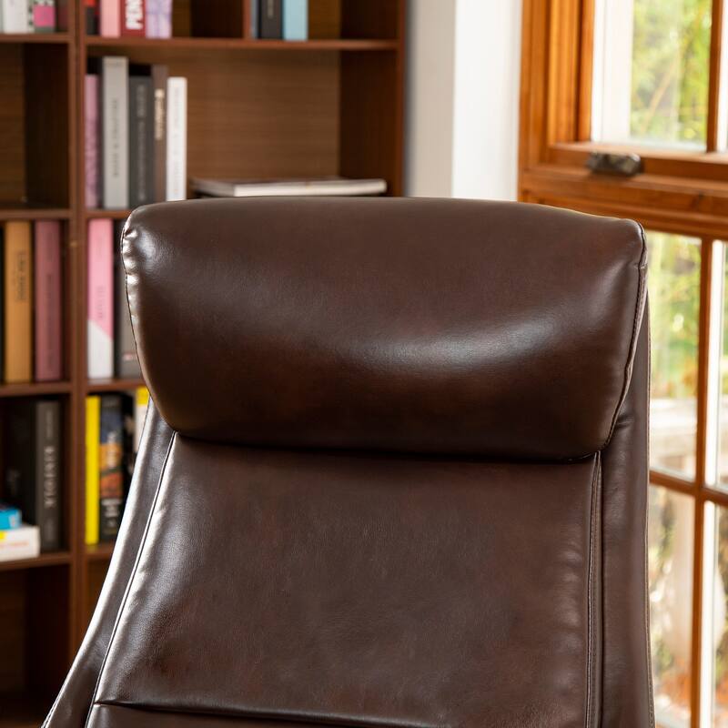 Glitzhome 48-inch Mid-century Adjustable Swivel Faux Leather Office Chair