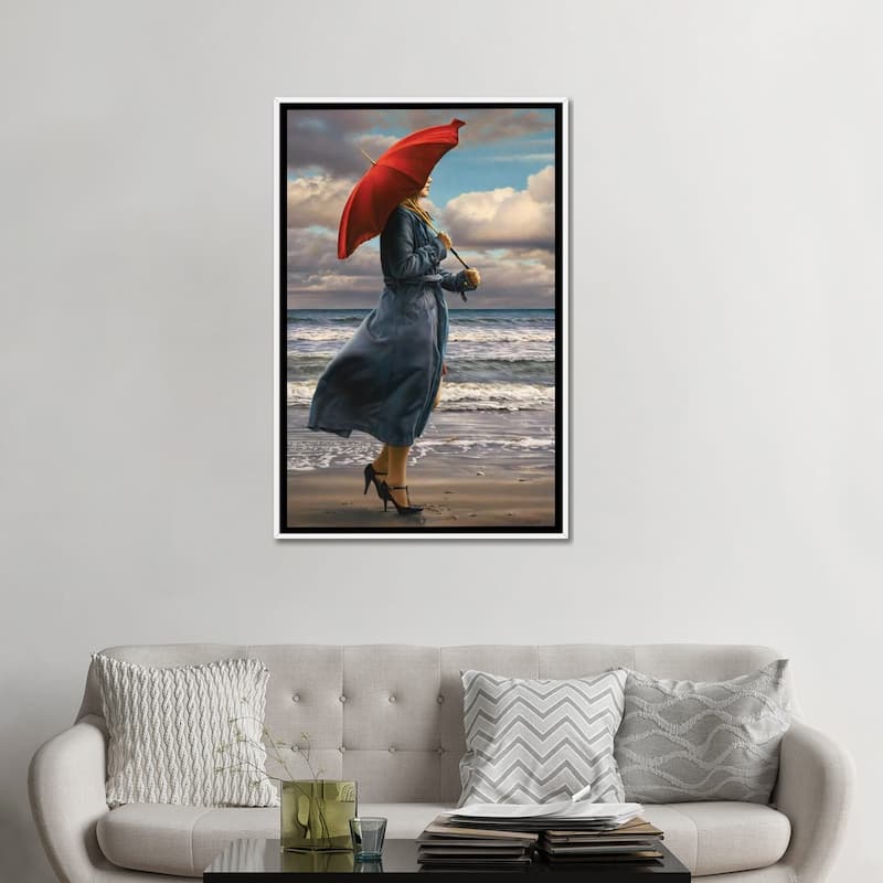 iCanvas "Red Umbrella" by Paul Kelley Framed