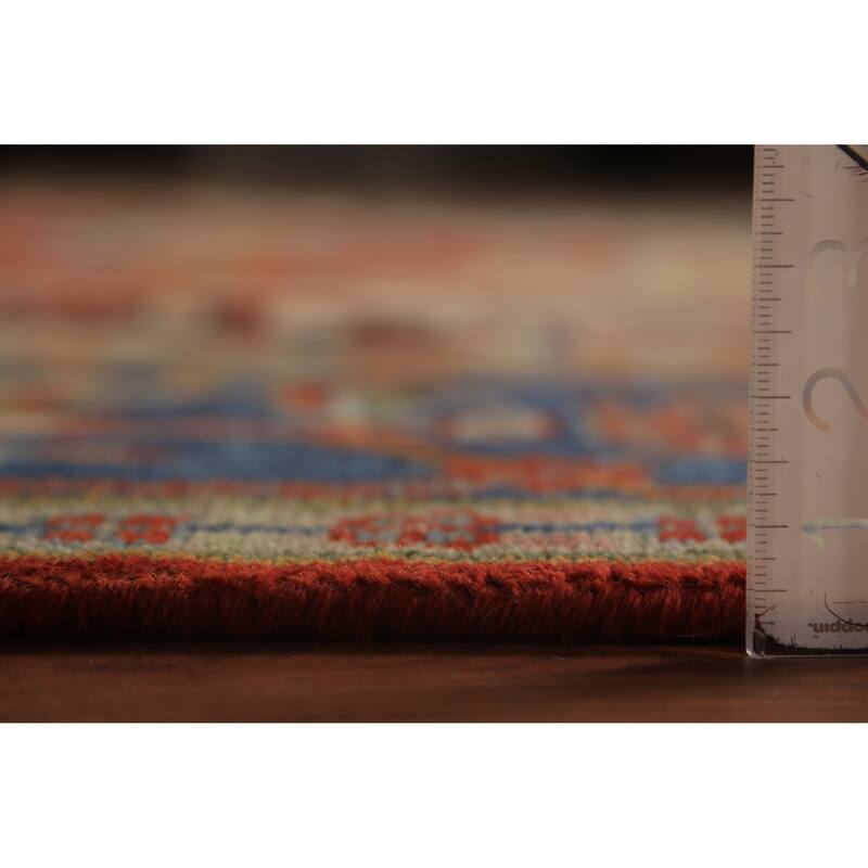 Heriz Serapi Indian Rug Hand-Knotted Medallion Orange Wool Carpet - 9'0"x 11'11"