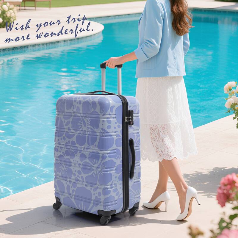 3-Piece, Modern Luggage Sets, Lightweight Luggage with Silicone Handles and Combination Lock, for Boarding Travel, Blue