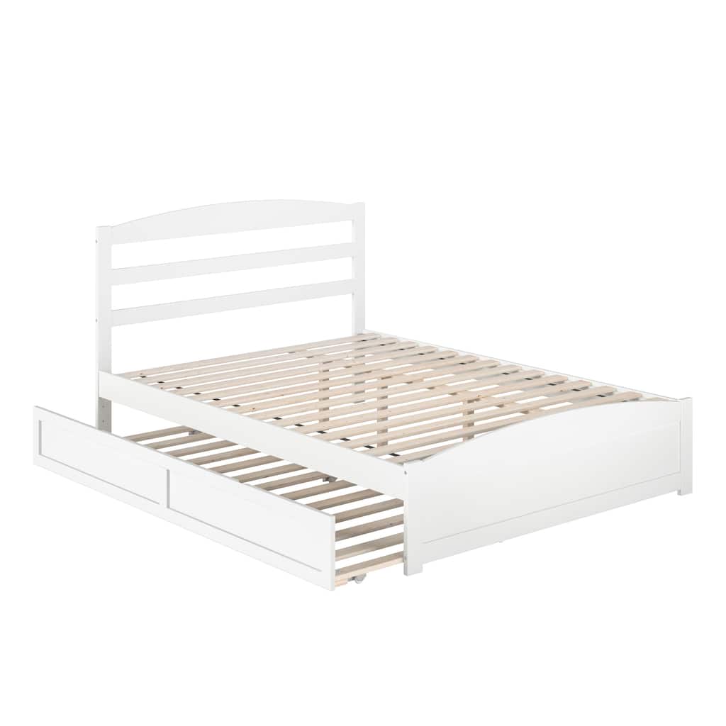 Warren Queen Platform Bed with Matching Footboard & Twin XL Trundle in White