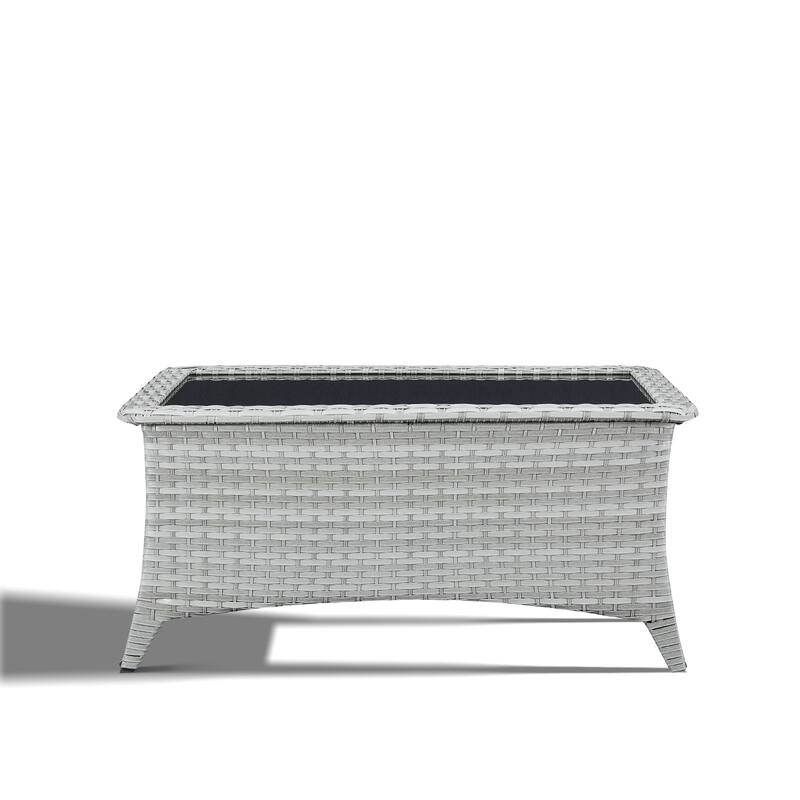 Outdoor Wicker Coffee Table with Storage Shelf