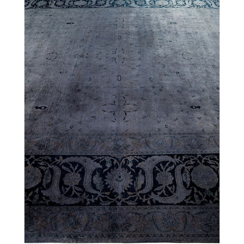 Overton Hand Knotted Wool Vintage Inspired Modern Contemporary Overdyed Gray Area Rug - 9' 2" x 12' 6"