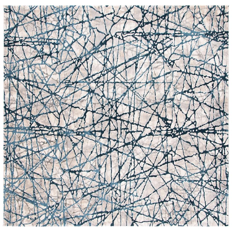 SAFAVIEH Meadow Dorathy Modern Abstract Rug - 6'7" Square - Navy/Ivory