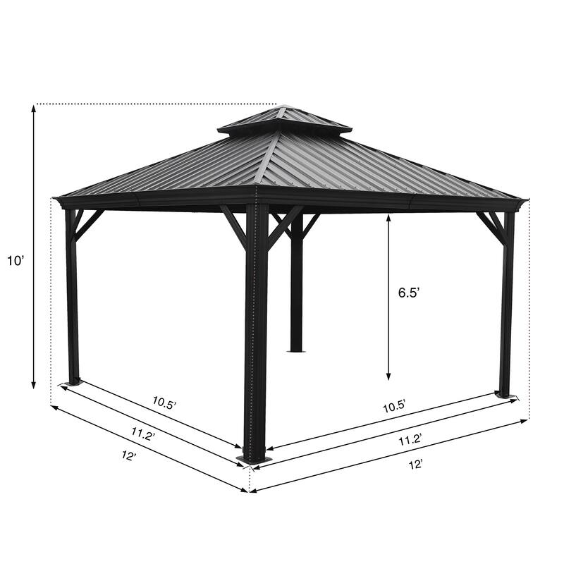 Kozyard Alexander Hardtop Aluminum Gazebo with Mosquito Net and Privacy Curtain