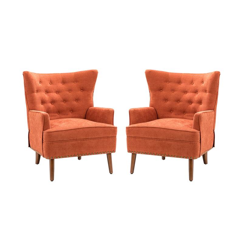 Alpheus Accent Armchair with Tufted Back Set of 2 by HULALA HOME