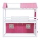 preview thumbnail 6 of 7, Twin Size Bunk Bed Wood House Bed Kids Bed with Elegant Windows Sills and Tent, Pink+White