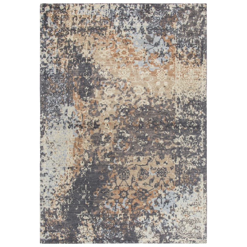 Alora Decor Euphoria Beige Floral Wool Rug - 3' x 5' - Charcoal