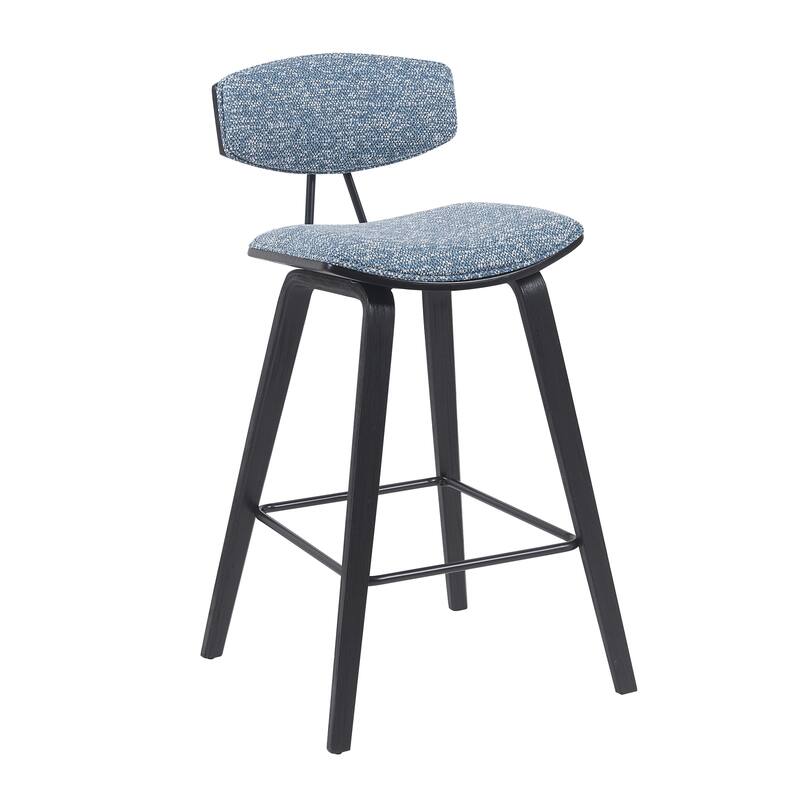 Fox Mid-Century Bar Stool, Upholstered Counter Height Chair with Bentwood Legs